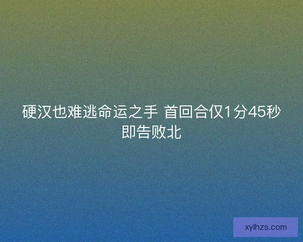 硬汉也难逃命运之手 首回合仅1分45秒即告败北