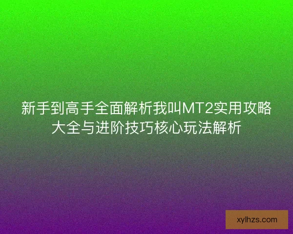 新手到高手全面解析我叫MT2实用攻略大全与进阶技巧核心玩法解析