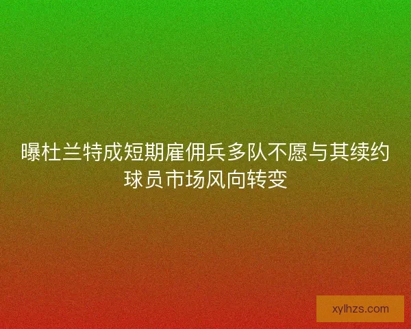 曝杜兰特成短期雇佣兵多队不愿与其续约球员市场风向转变 曝杜兰特成短期雇佣兵多队不愿与其续约球员市场风向转变